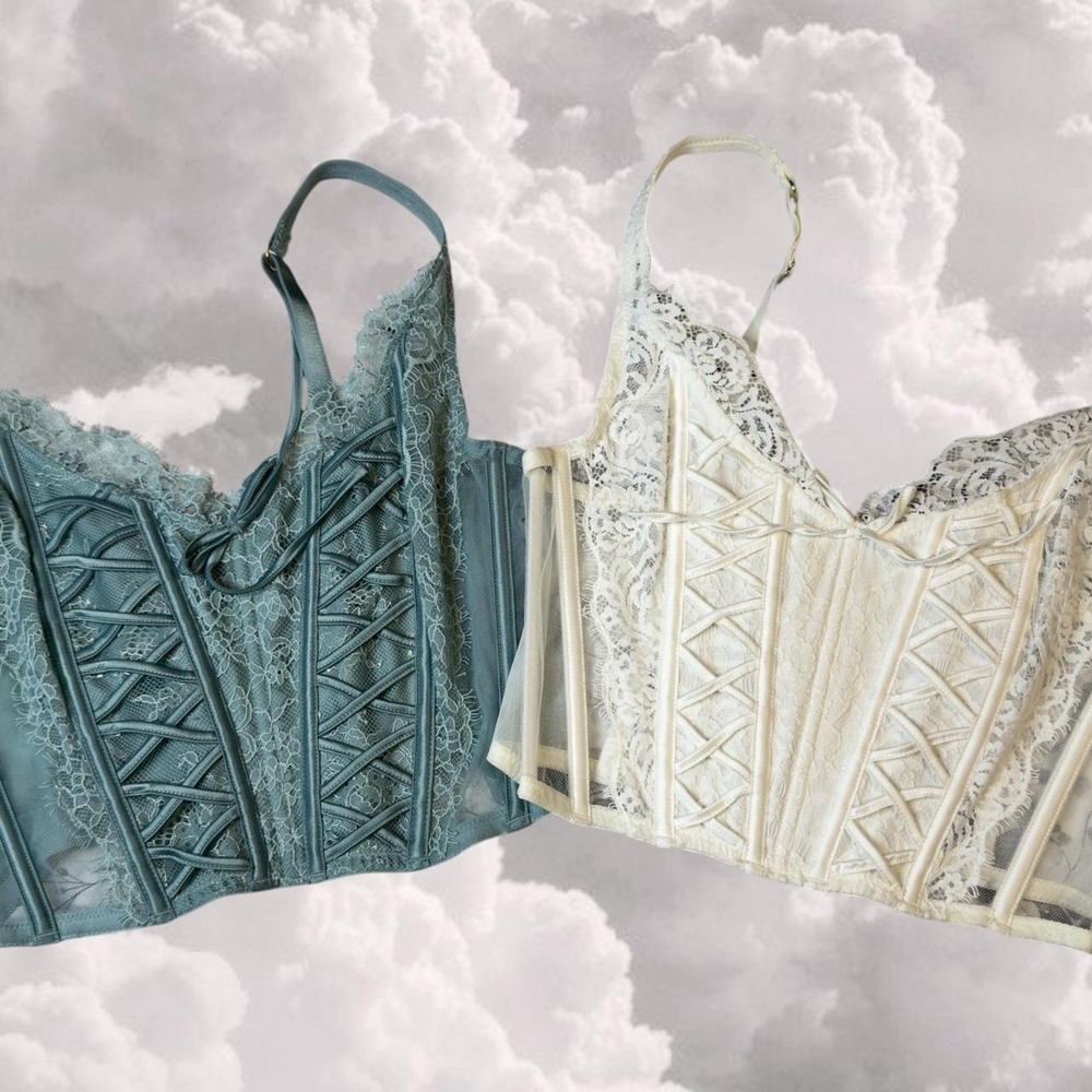 Victoria secret blue corset and white corset pair size small